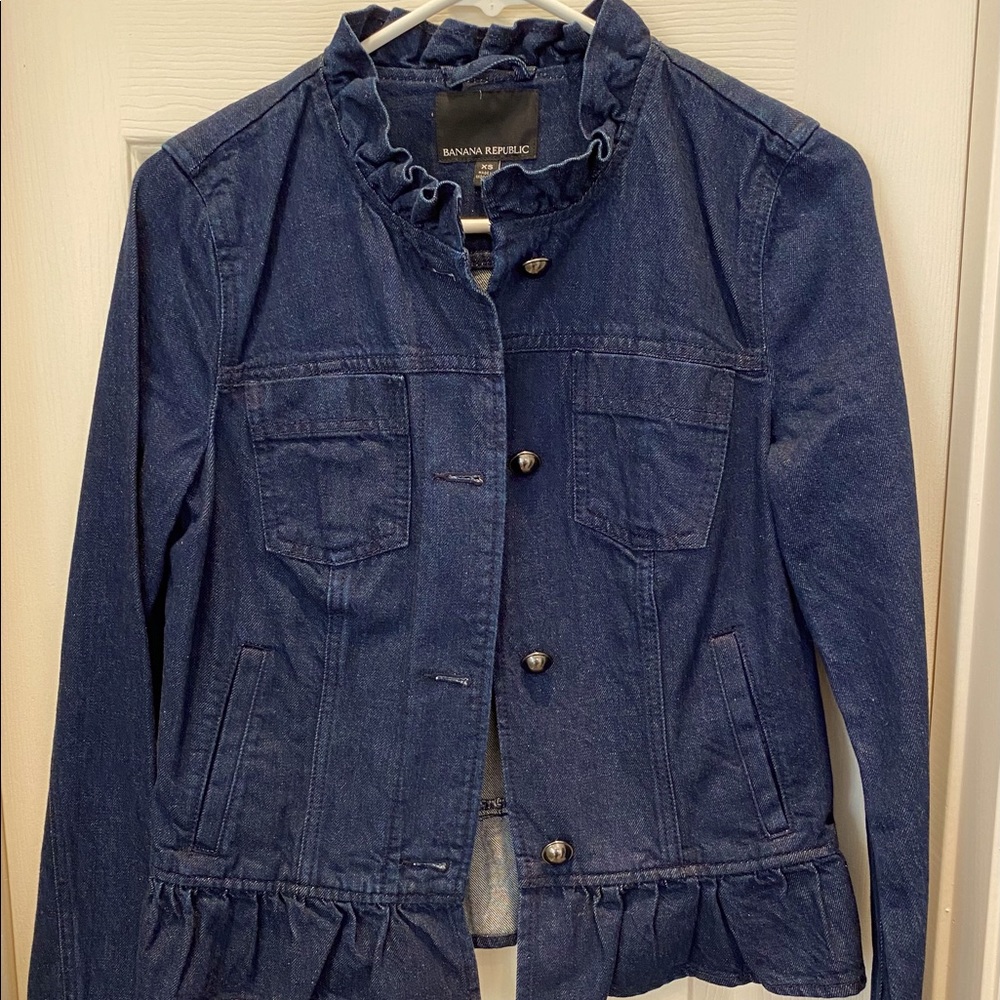 NWOT Banana Republic Denim Jacket with ruffle